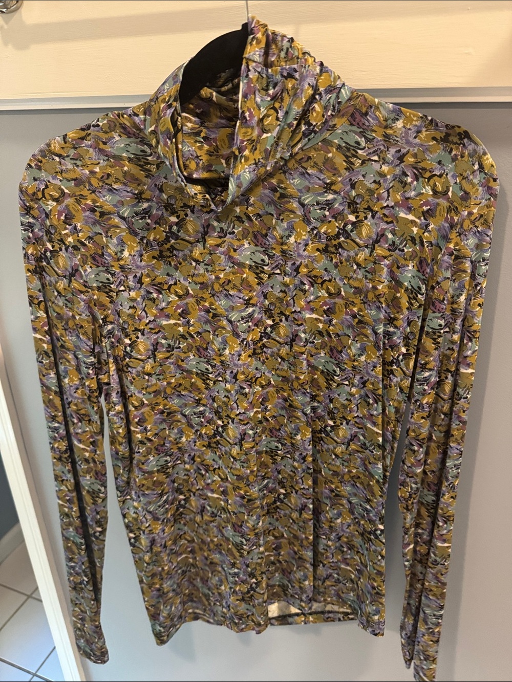 Gestuz Women's Turtleneck Top in Mustard Floral Print